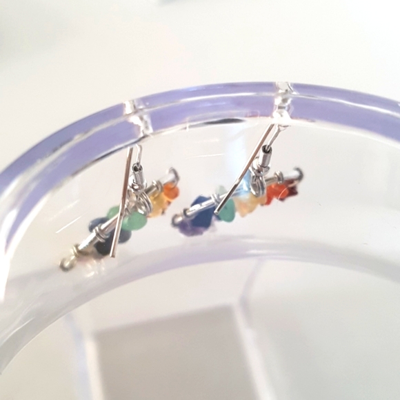 2/25$ Drop Earrings Tree of Life 7 Chakras Naturel Gemstones - Picture 4 of 12